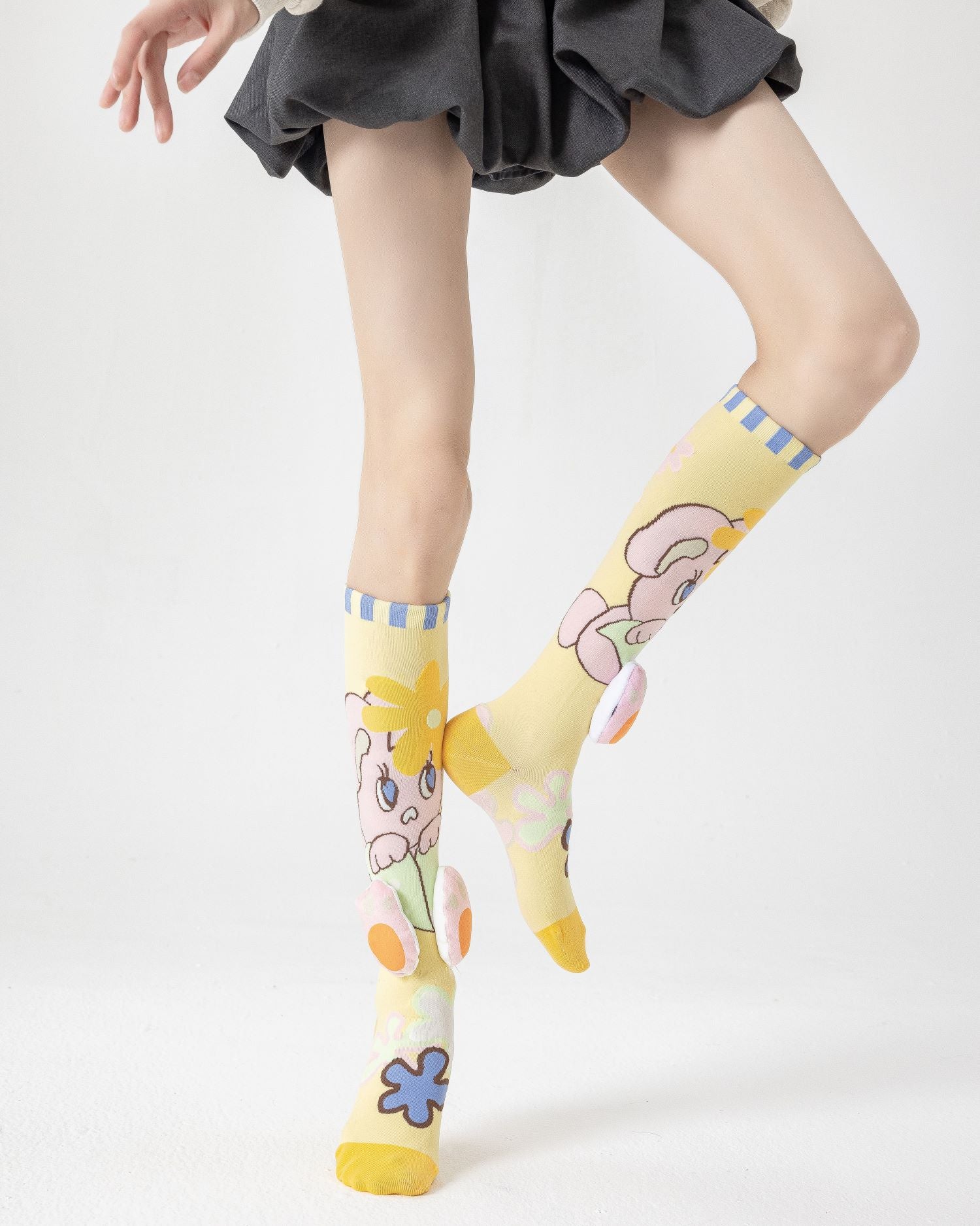 Party Exaggerated Bunny Knee High Socks 3D Rabbit Feet Paws Flower Secondary image