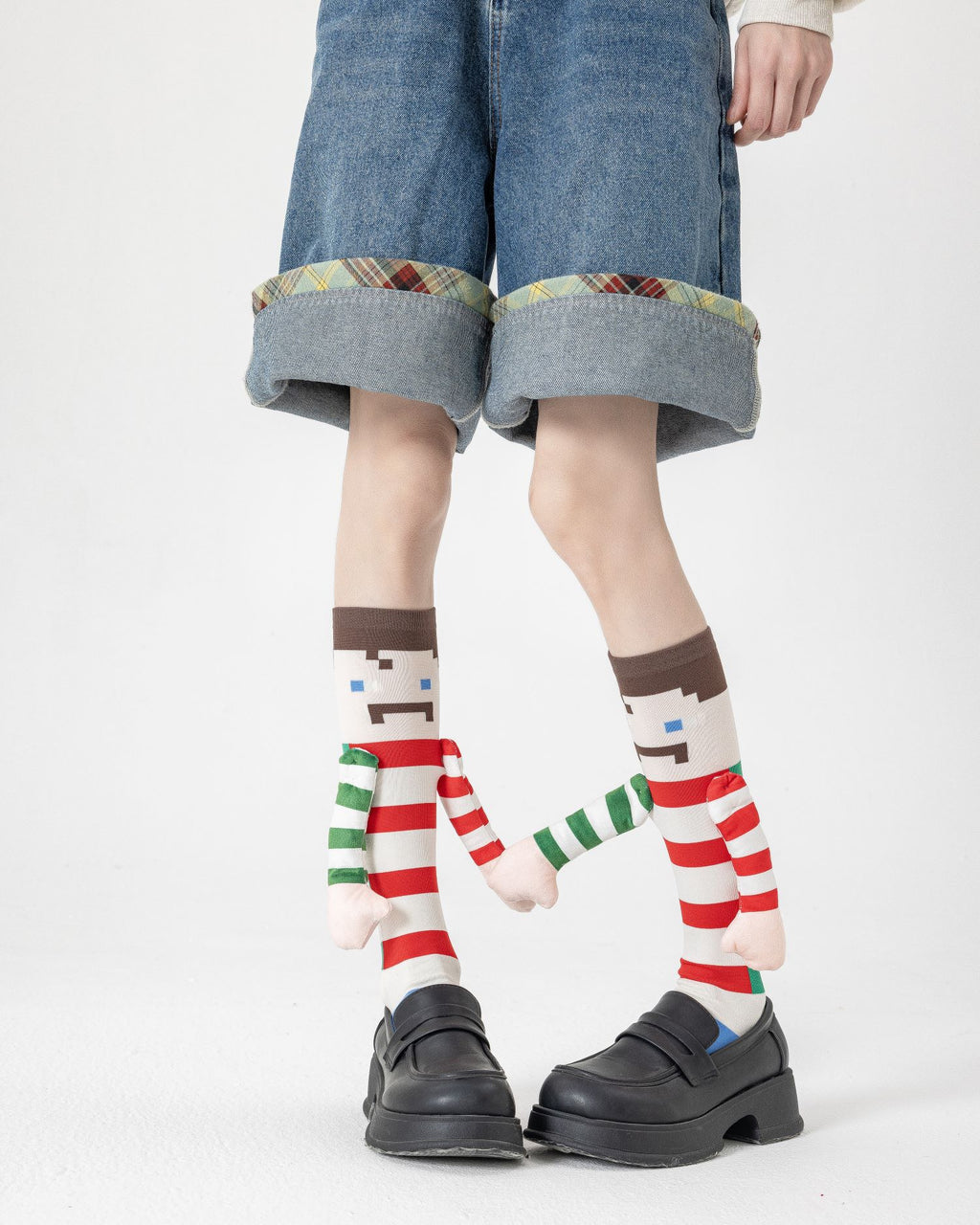 Party Exaggerated Holding Hands Figure Knee High Socks 3D Arms Fun - SWEET NANA