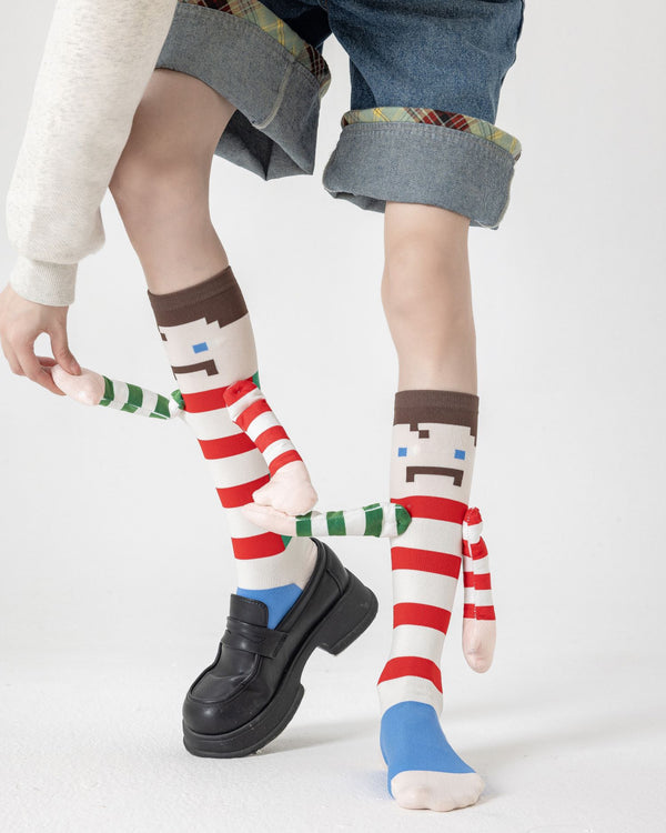 Party Exaggerated Holding Hands Figure Knee High Socks 3D Arms Fun - SWEET NANA