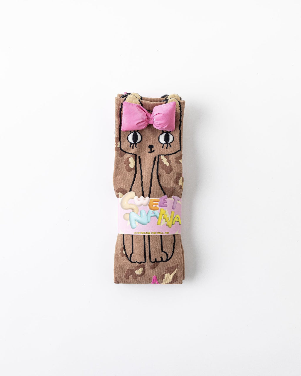 Party Exaggerated Leopard Cat Knee High Socks 3D Bow Tail Cute Fun - SWEET NANA