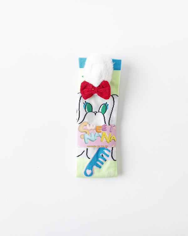 Party Exaggerated Puppy Knee High Socks 3D Ears Bow Pom-pom Fun - SWEET NANA