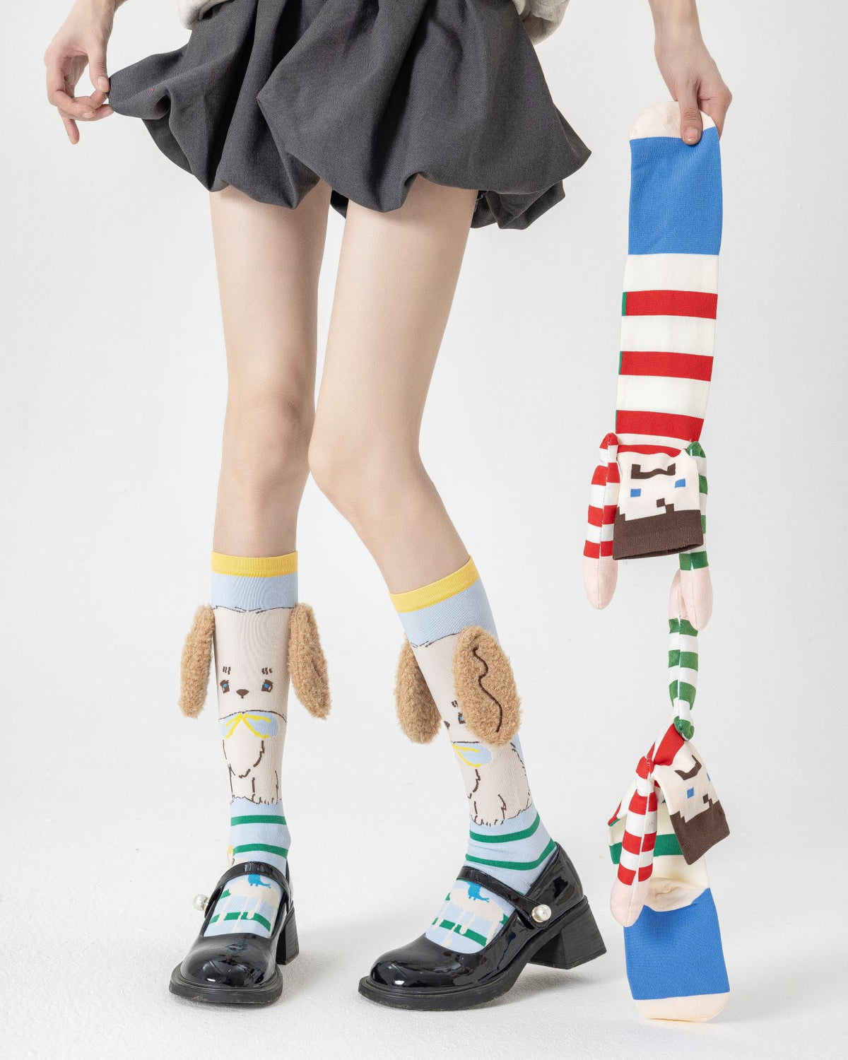 Party Exaggerated Puppy Knee High Socks 3D Fluffy Ears Cute Dog Fun