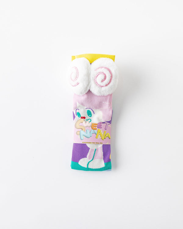 Party Exaggerated Sheep Knee High Socks 3D Curly Horns Fluffy Pom-pom - SWEET NANA
