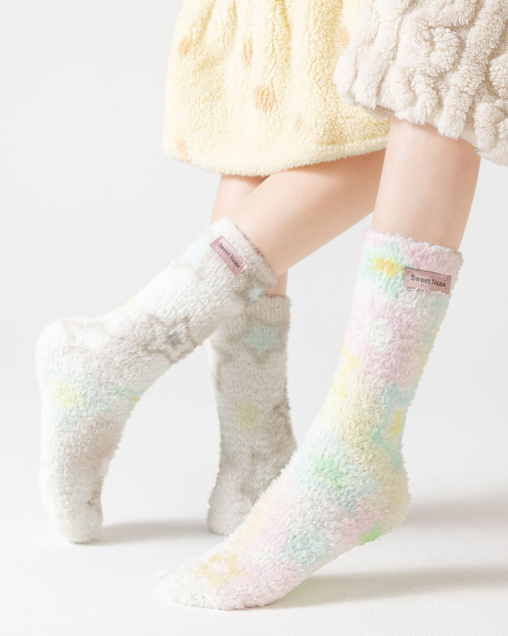 Pastel Dream Fuzzy Floor Crew Socks