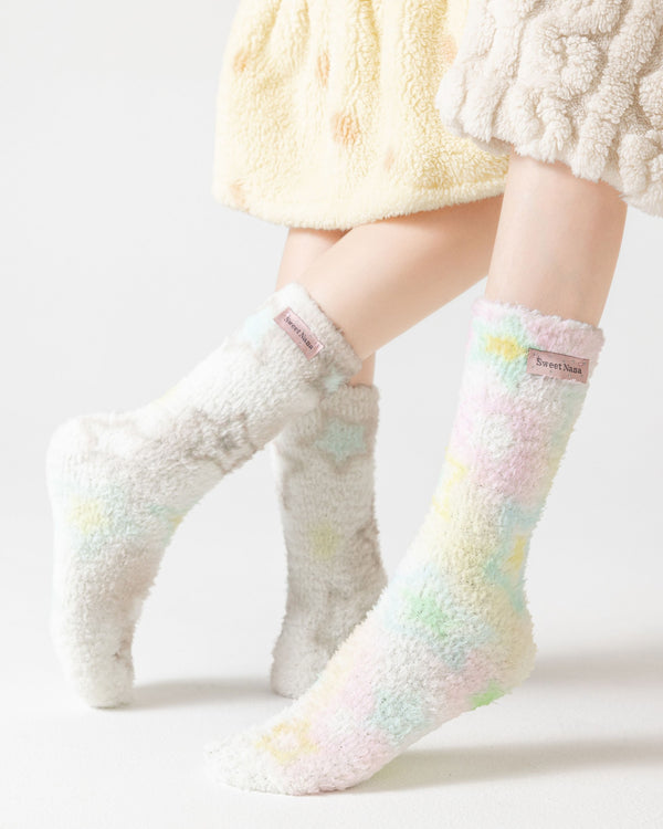 Pastel Dream Fuzzy Floor Crew Socks