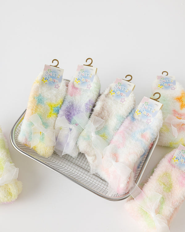 Pastel Dream Fuzzy Floor Crew Socks