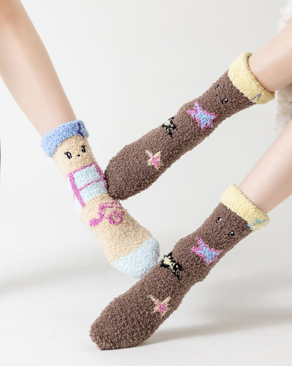 Perfect Bangs Fuzzy Floor Crew Socks