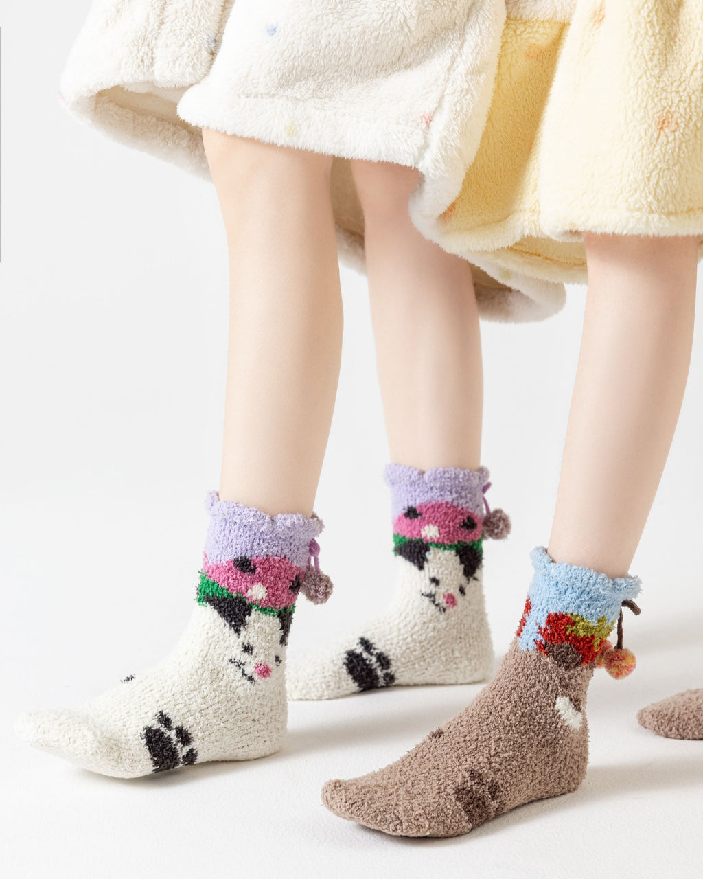 遊び心のあるペット柄 ふわふわフロアクルーソックス