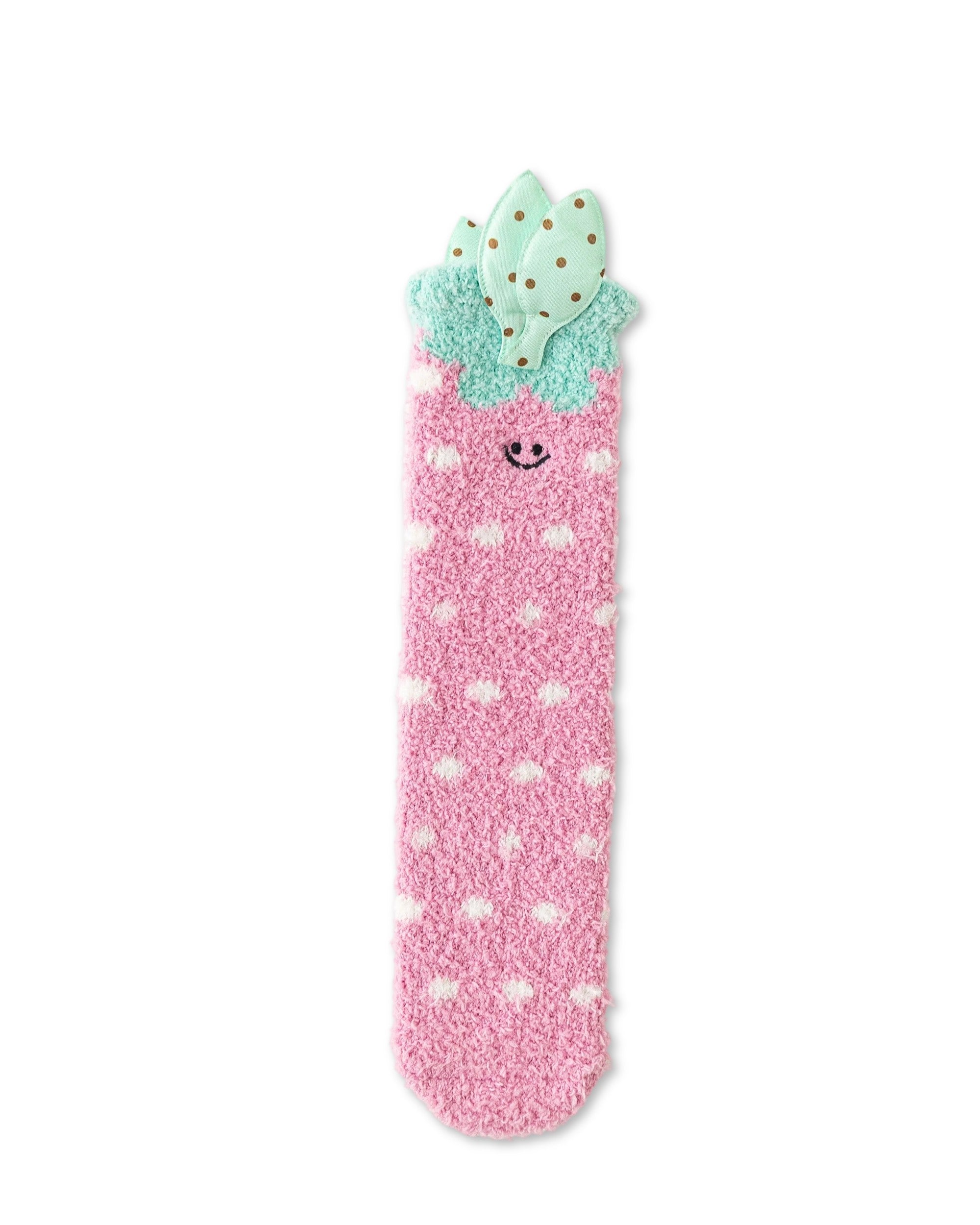 Polka Dot Leaf Fuzzy Floor Crew Socks