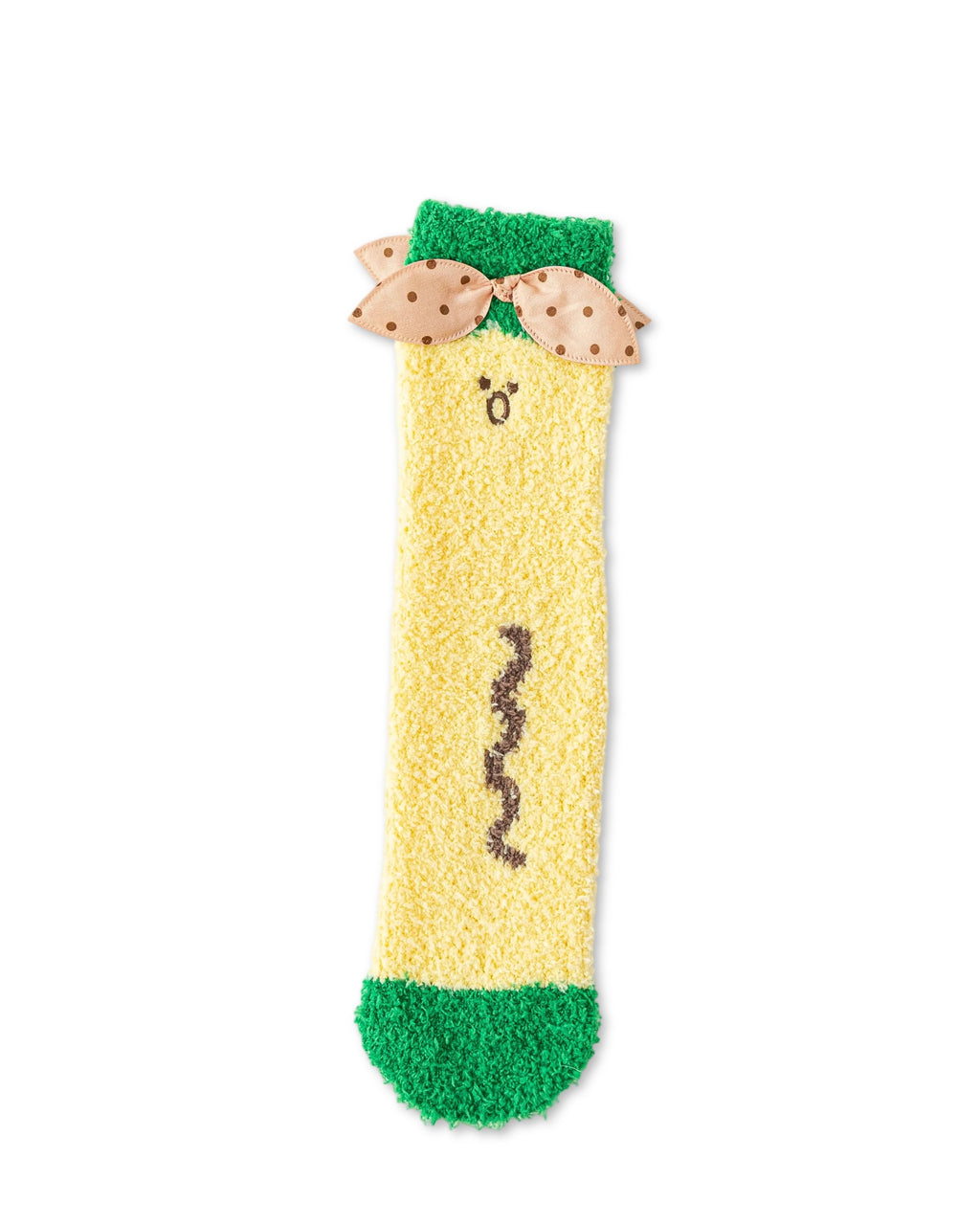 Polka Dot Leaf Fuzzy Floor Crew Socks