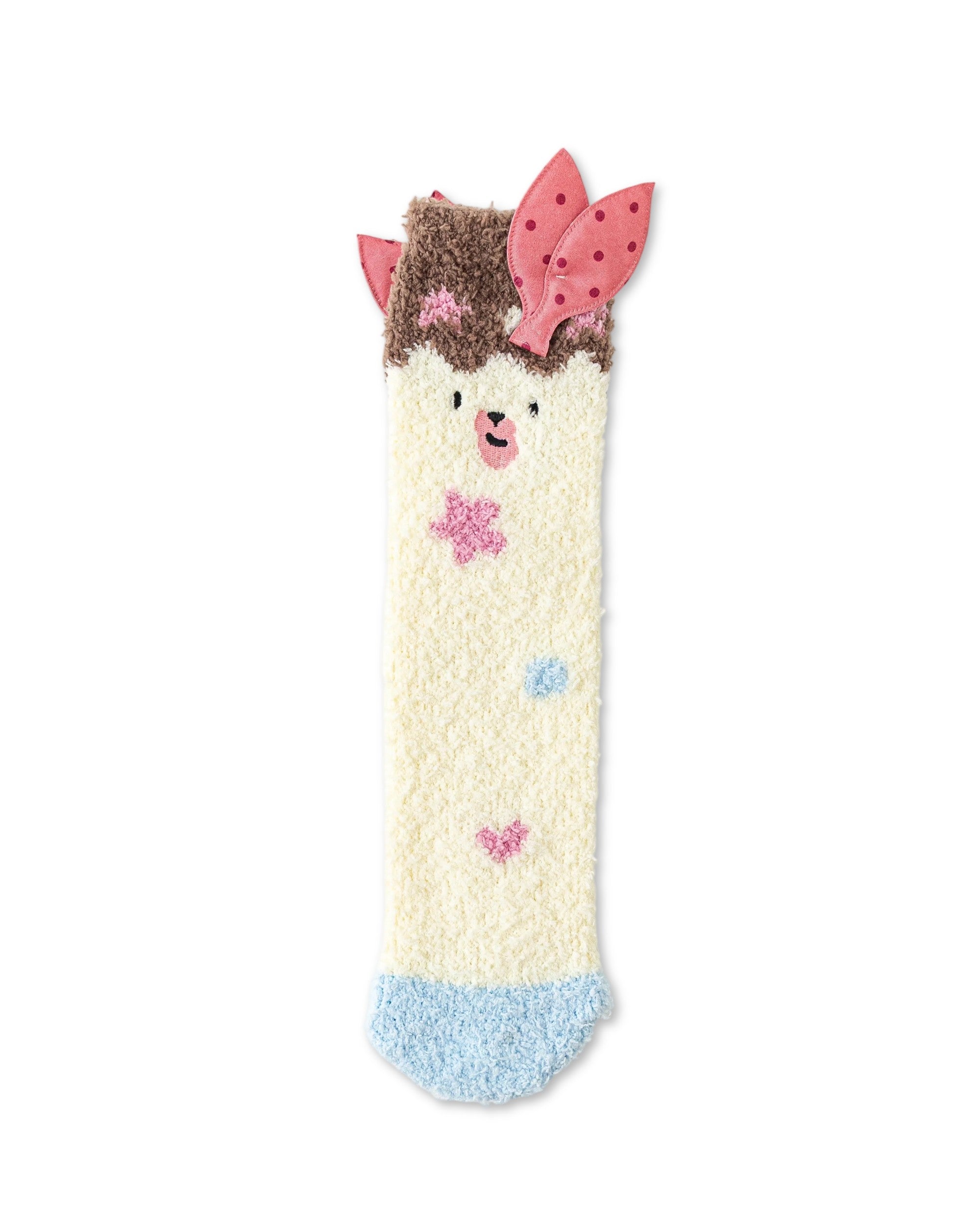 Polka Dot Leaf Fuzzy Floor Crew Socks