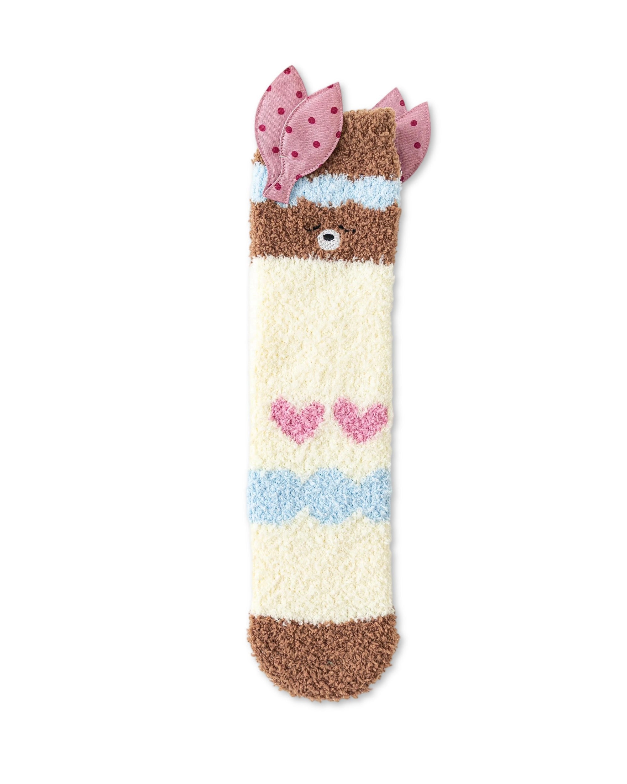 Polka Dot Leaf Fuzzy Floor Crew Socks