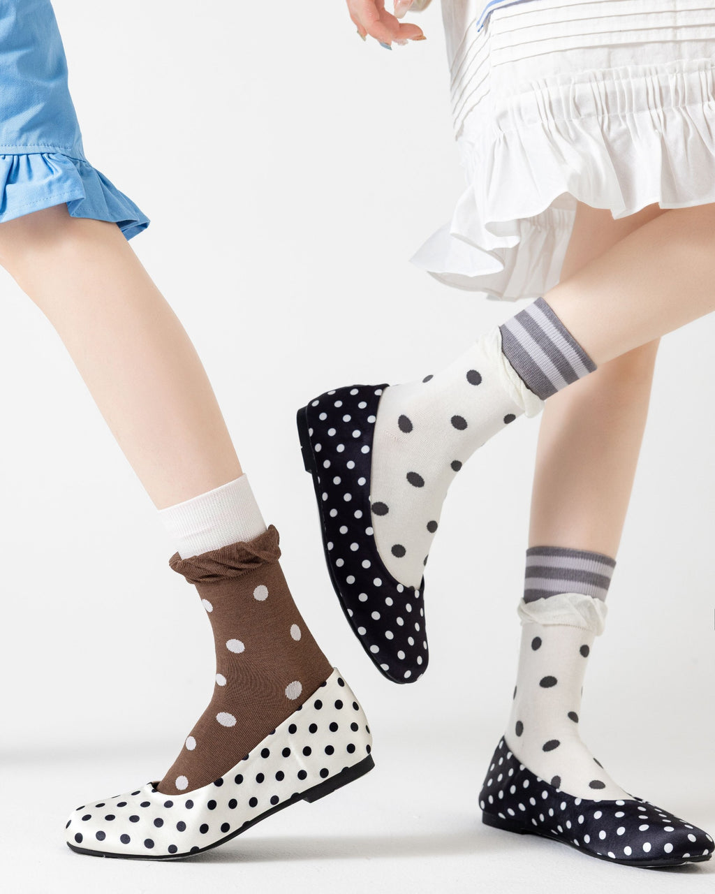 Polka Dot Ruffle Cotton Crew Socks