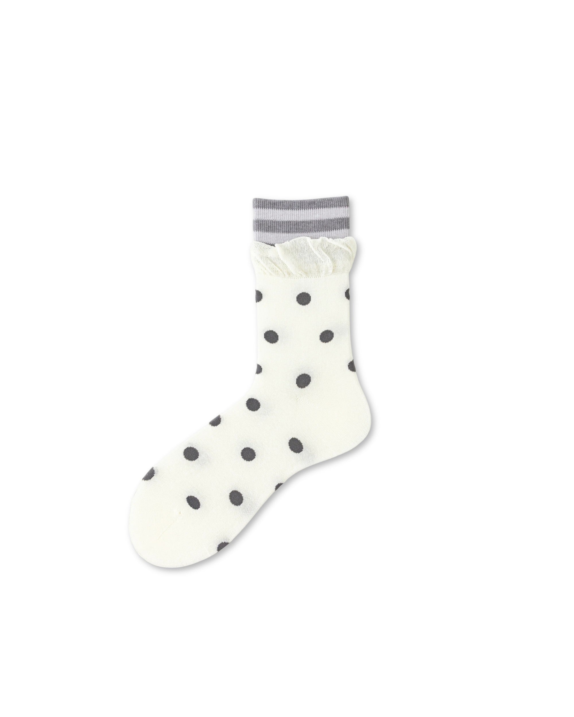 Polka Dot Ruffle Cotton Crew Socks