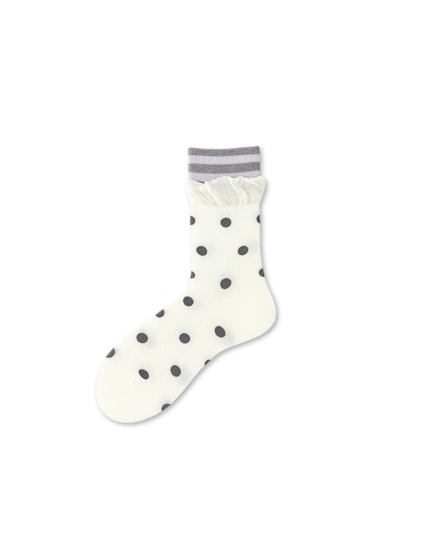 Polka Dot Ruffle Cotton Crew Socks