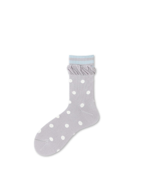 Polka Dot Ruffle Cotton Crew Socks