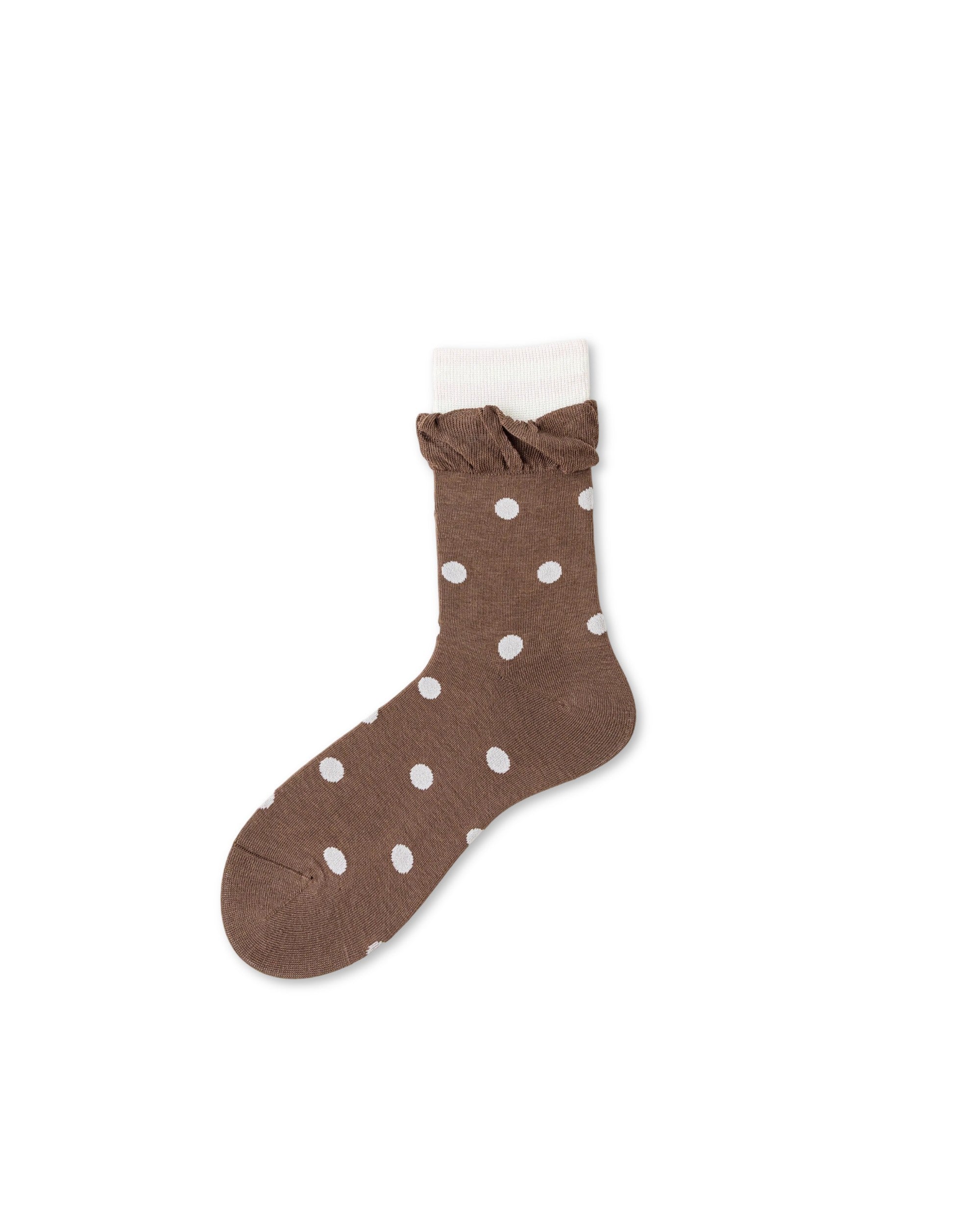 Polka Dot Ruffle Cotton Crew Socks