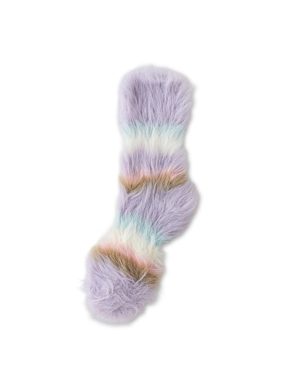 Rainbow Stripe Long Pile Fuzzy Crew Socks