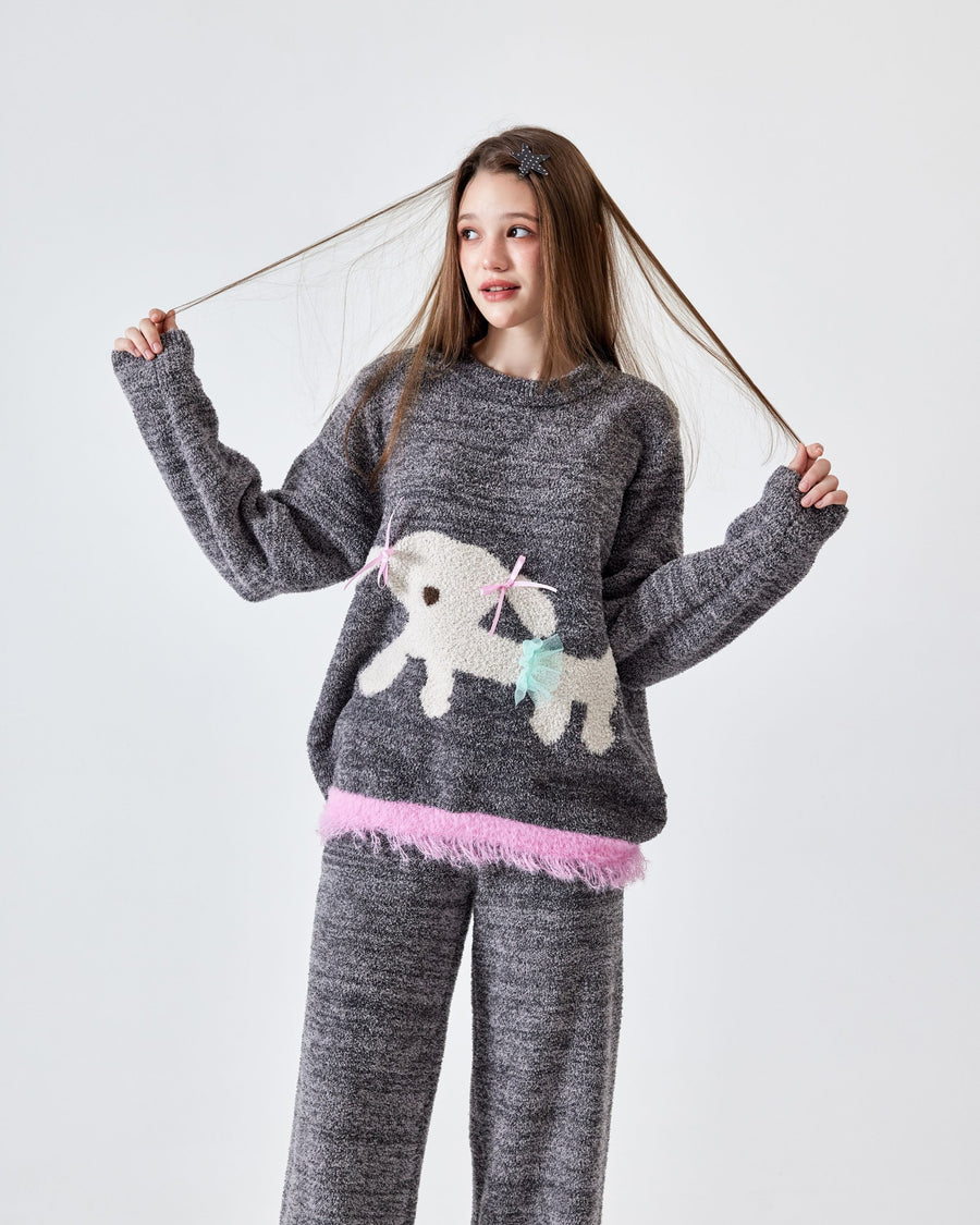 Ribbon Puppy Plush Winter Lounge Set