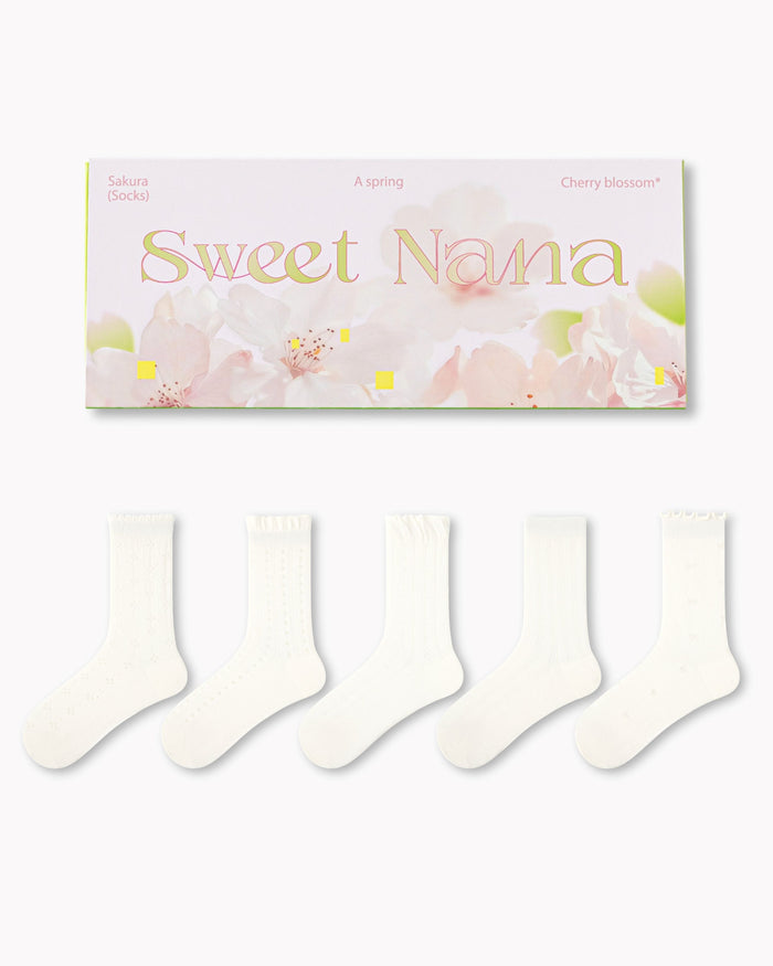 Sakura Limited Gift Box Set Womens Crew Socks Minimalist Textured Pure Color Socks