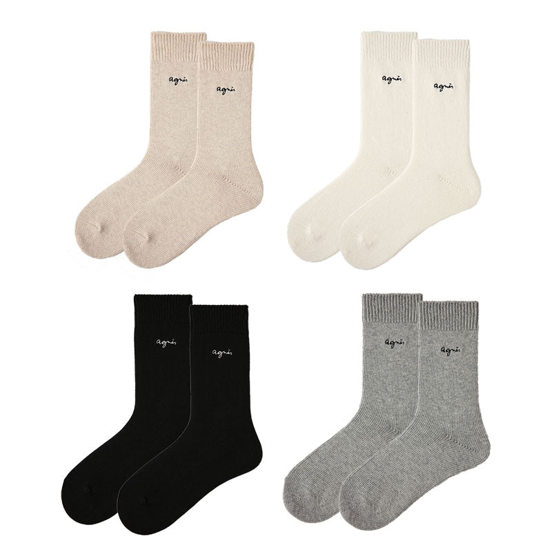 Women Cotton Crew Socks Essential Letter Solid Color Casual
