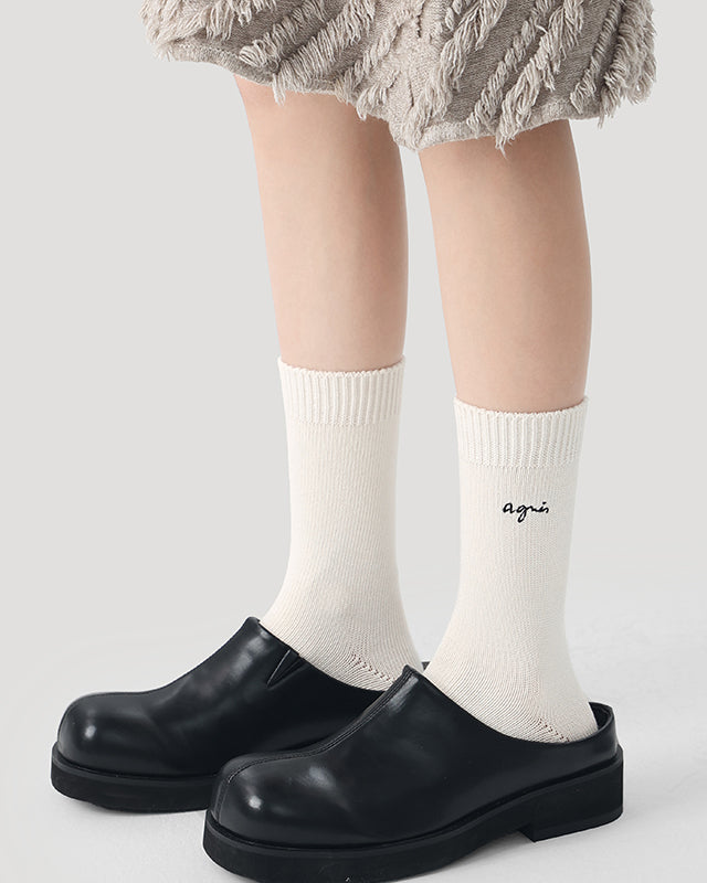 3-Pack Women's Cotton Crew Socks Essential Neutrals Letter Casual