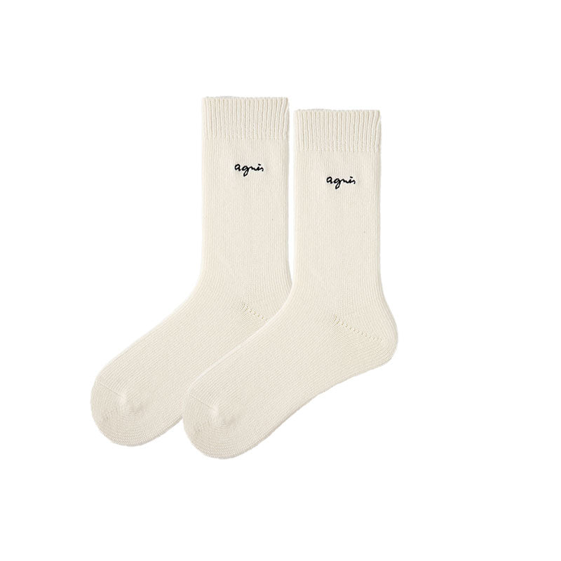 Women Cotton Crew Socks Essential Letter Solid Color Casual