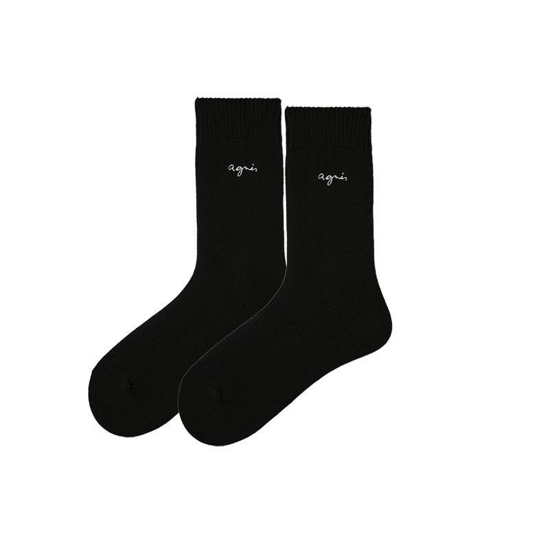 Women Cotton Crew Socks Essential Letter Solid Color Casual