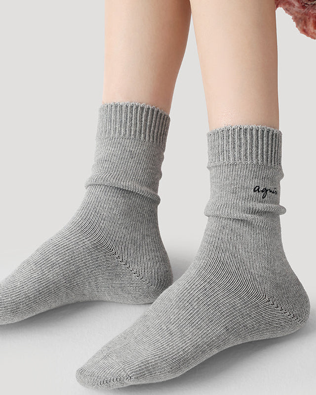 3-Pack Women's Cotton Crew Socks Essential Neutrals Letter Casual