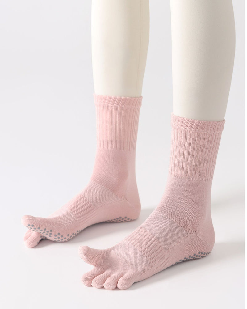 Soft Tone Five Toe Grip Yoga Crew Socks Secondary image