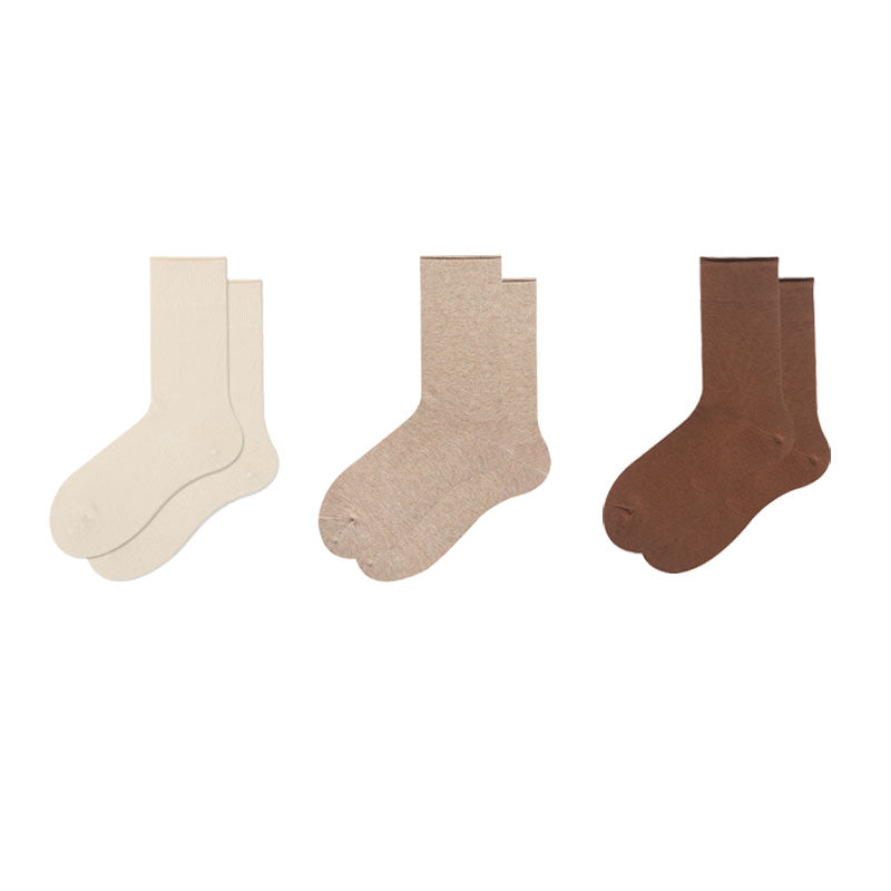 3-Pack Women Cotton Crew Socks Essential Neutrals Solid Casual