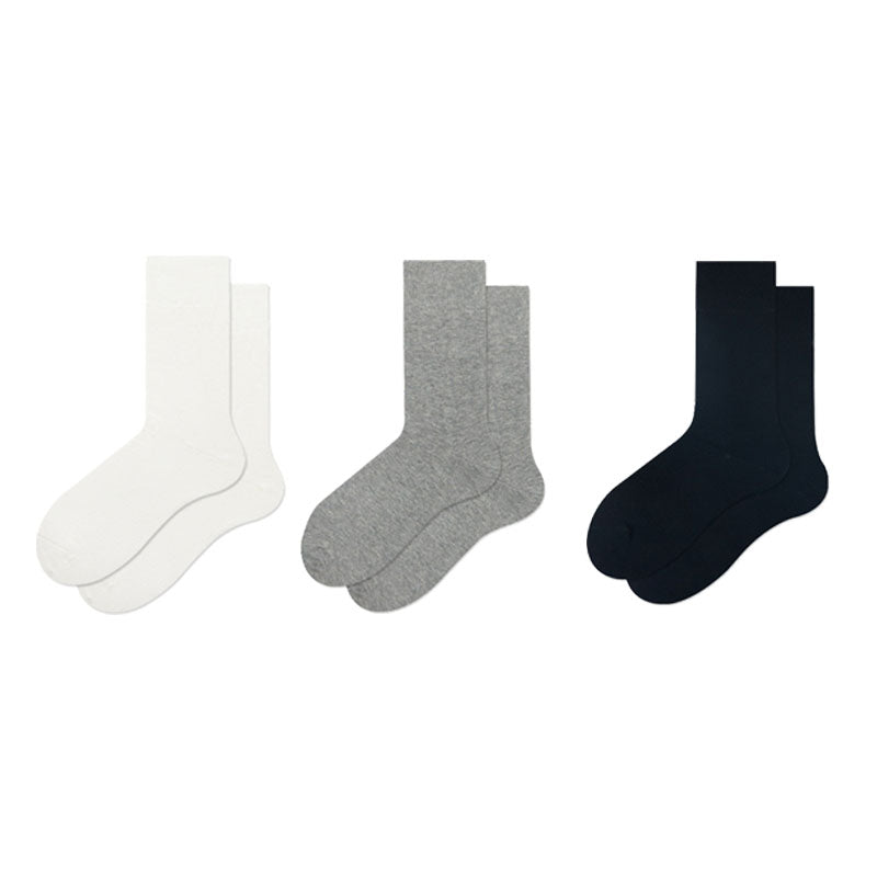 3-Pack Women Cotton Crew Socks Essential Neutrals Solid Casual