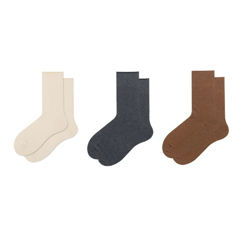 3-Pack Women Cotton Crew Socks Essential Neutrals Solid Casual