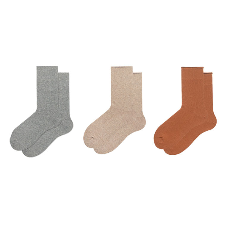 3-Pack Women Cotton Crew Socks Essential Neutrals Solid Casual