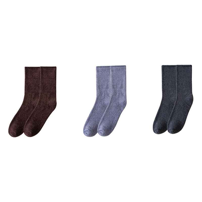 Sweetnana 3-Pack Cozy Crew Socks for Women & Men - Solid Color Fuzzy Socks - Thickened Super Soft Lounge Wear Socks for Unisex Comfort & Winter Stockings