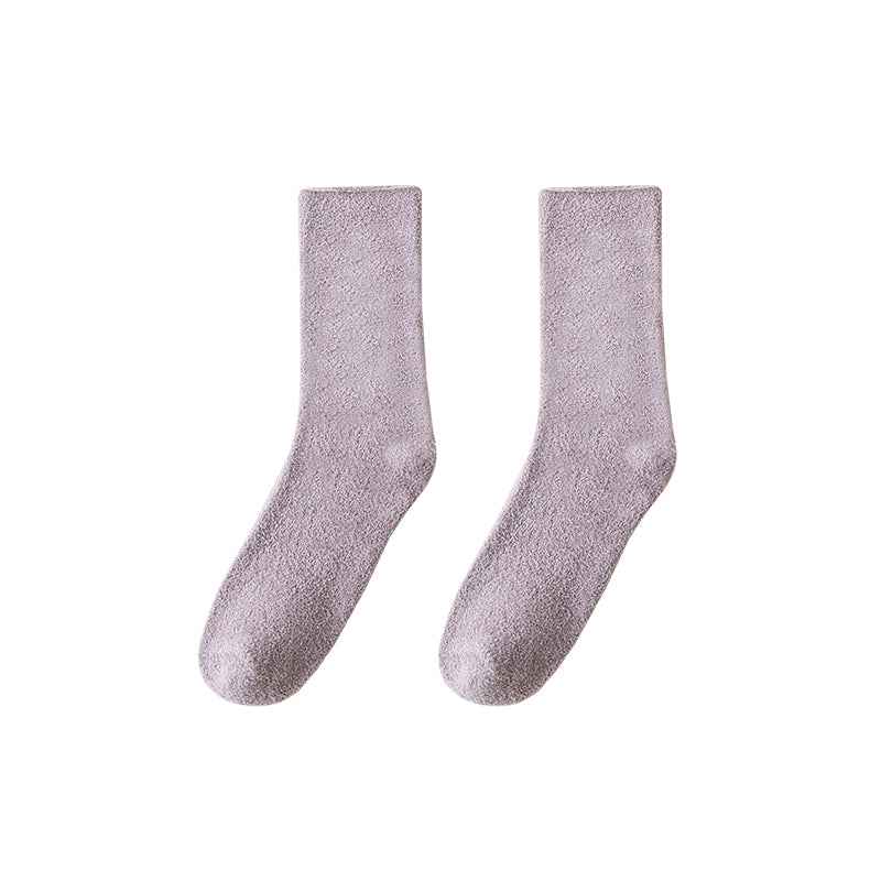 Sweetnana Cozy Crew Socks for Women & Men - Solid Color Fuzzy Socks - Super Soft, Thickened & Colorful Lounge Wear for Unisex Comfort
