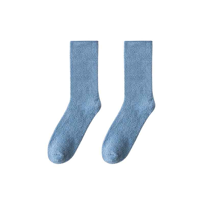 Sweetnana Cozy Crew Socks for Women & Men - Solid Color Fuzzy Socks - Super Soft, Thickened & Colorful Lounge Wear for Unisex Comfort