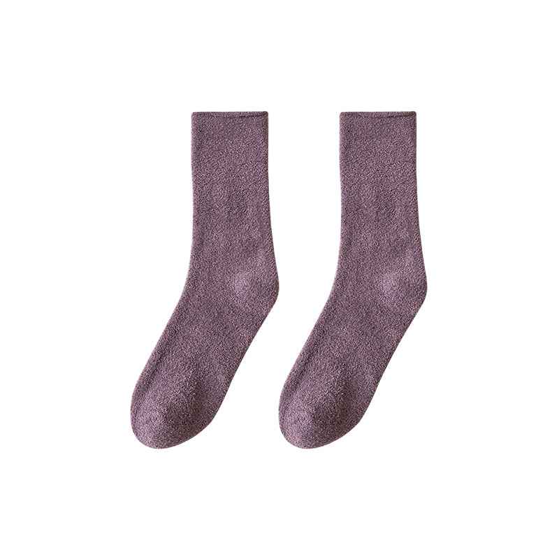 Sweetnana Cozy Crew Socks for Women & Men - Solid Color Fuzzy Socks - Super Soft, Thickened & Colorful Lounge Wear for Unisex Comfort