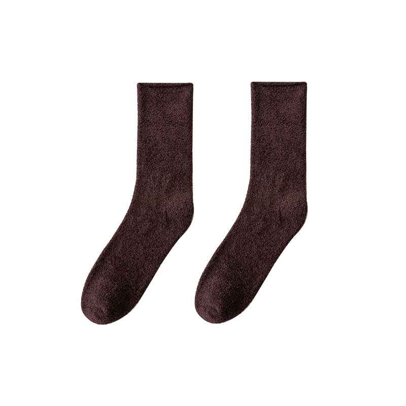 Sweetnana Cozy Crew Socks for Women & Men - Solid Color Fuzzy Socks - Super Soft, Thickened & Colorful Lounge Wear for Unisex Comfort