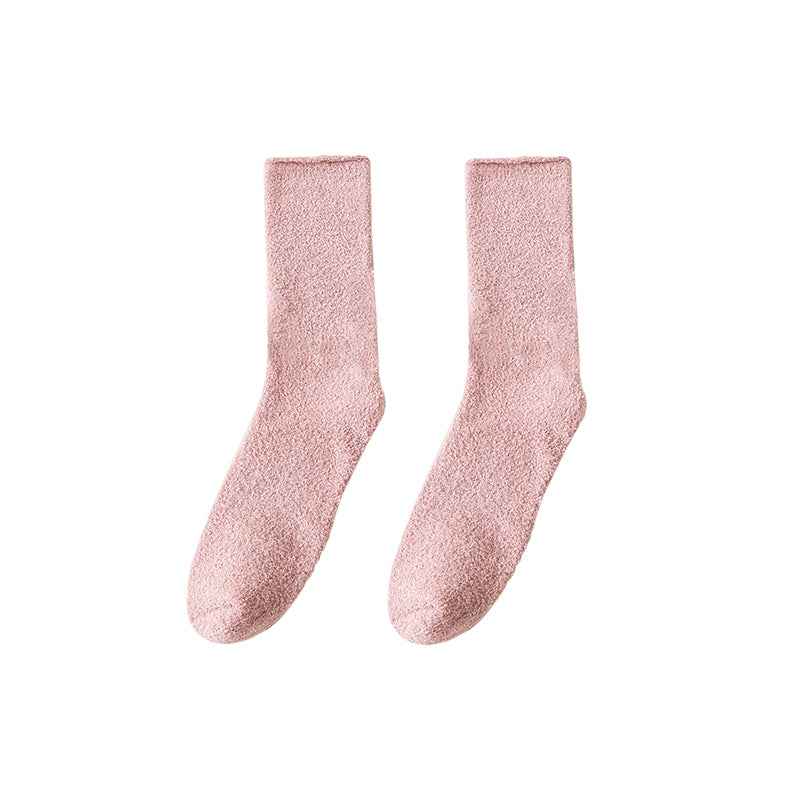 Sweetnana Cozy Crew Socks for Women & Men - Solid Color Fuzzy Socks - Super Soft, Thickened & Colorful Lounge Wear for Unisex Comfort