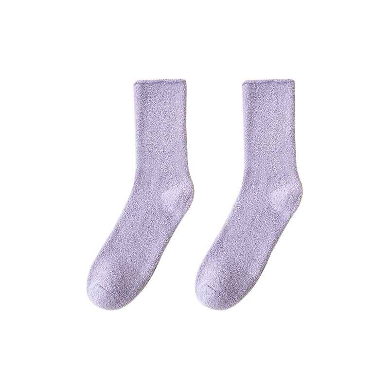 Sweetnana Cozy Crew Socks for Women & Men - Solid Color Fuzzy Socks - Super Soft, Thickened & Colorful Lounge Wear for Unisex Comfort