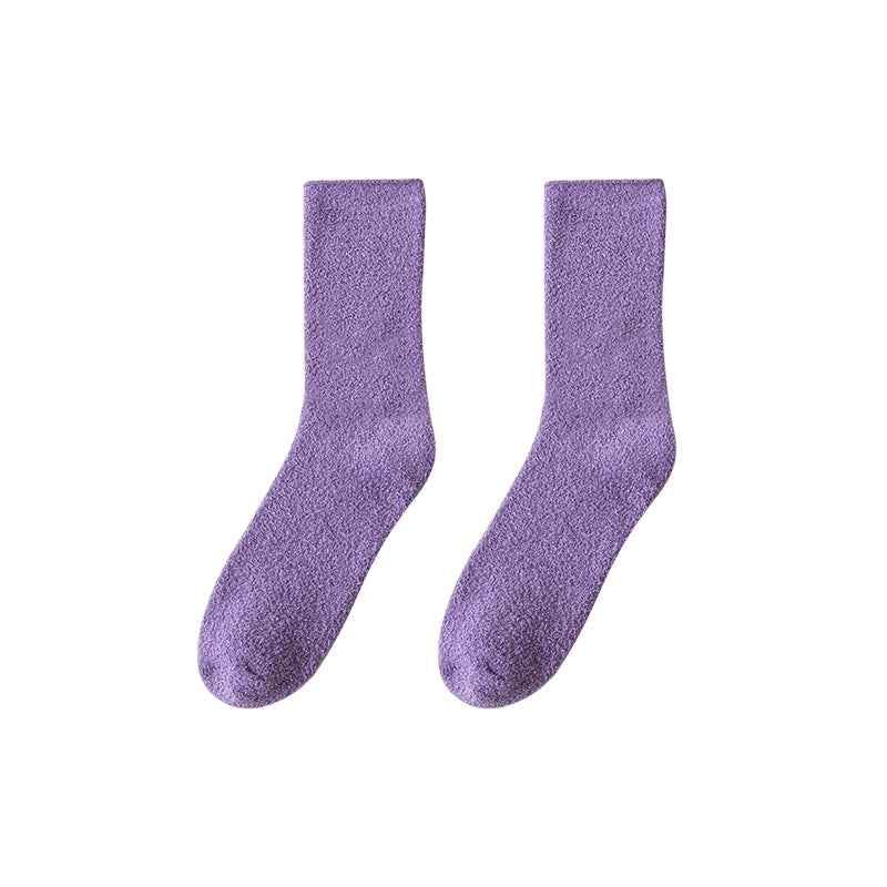 Sweetnana Cozy Crew Socks for Women & Men - Solid Color Fuzzy Socks - Super Soft, Thickened & Colorful Lounge Wear for Unisex Comfort