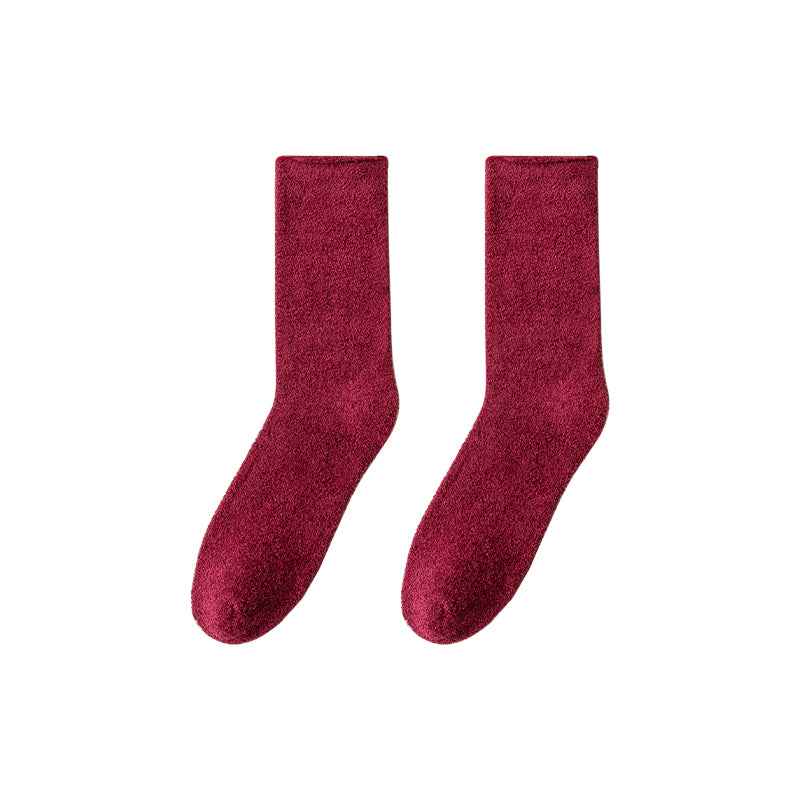 Sweetnana Cozy Crew Socks for Women & Men - Solid Color Fuzzy Socks - Super Soft, Thickened & Colorful Lounge Wear for Unisex Comfort