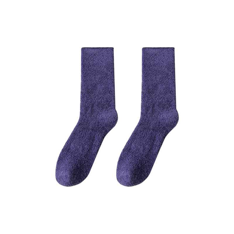 Sweetnana Cozy Crew Socks for Women & Men - Solid Color Fuzzy Socks - Super Soft, Thickened & Colorful Lounge Wear for Unisex Comfort