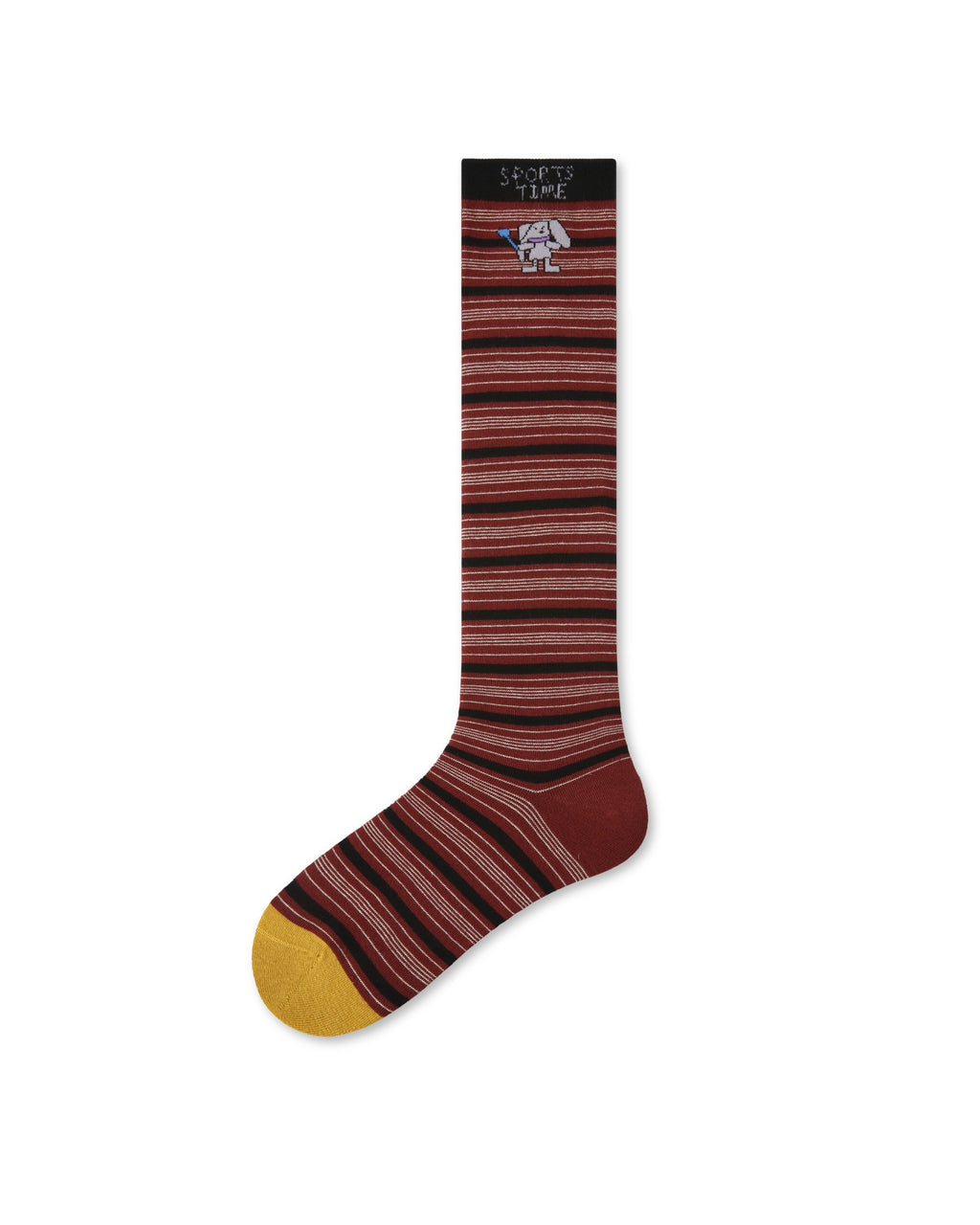 Sporty Cartoon Striped Cotton Knee-High Socks