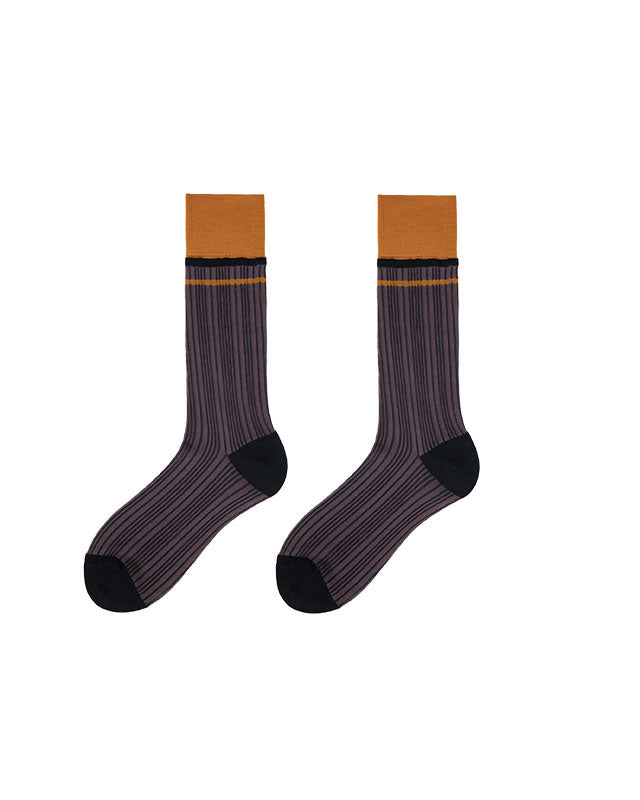 Women's Glass Stockings Retro Stripe Contrast Color Seamless Thin Breathable