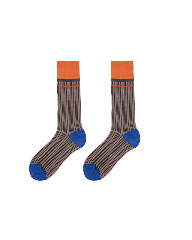 Women's Glass Stockings Retro Stripe Contrast Color Seamless Thin Breathable