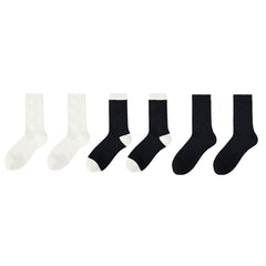 Sweetnana 3-Pack Women's Crew Socks Seamless Cotton Stockings Cozy and Soft Black and White Design Ideal for Dressing Up or Daily Comfort