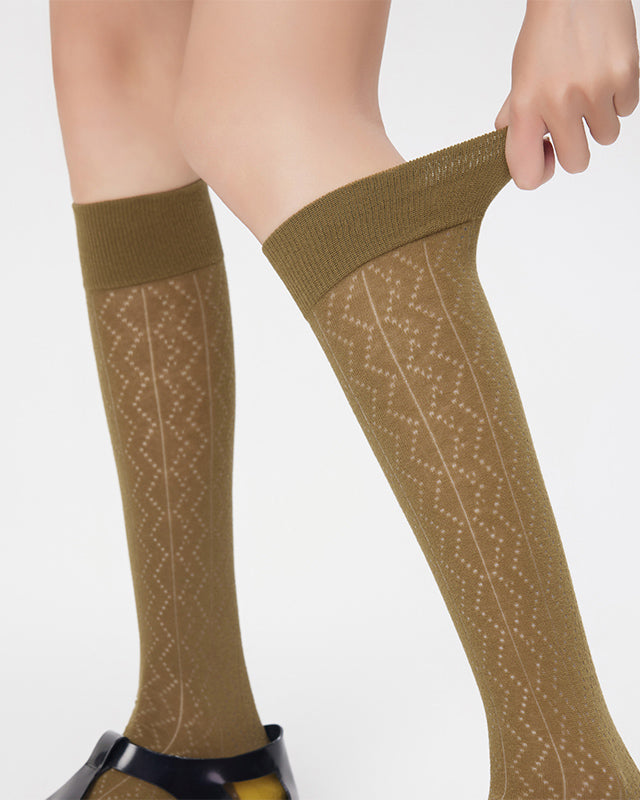 Women Cotton Knee High Socks Solid Color Seamless Soft Breathable