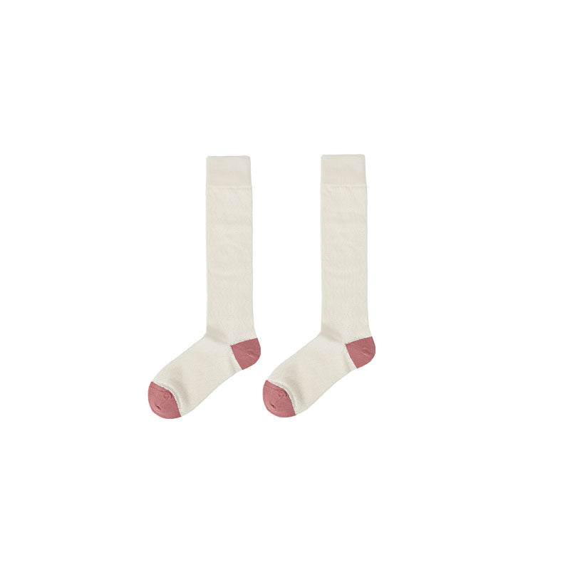 Women Cotton Knee High Socks Solid Color Seamless Soft Breathable